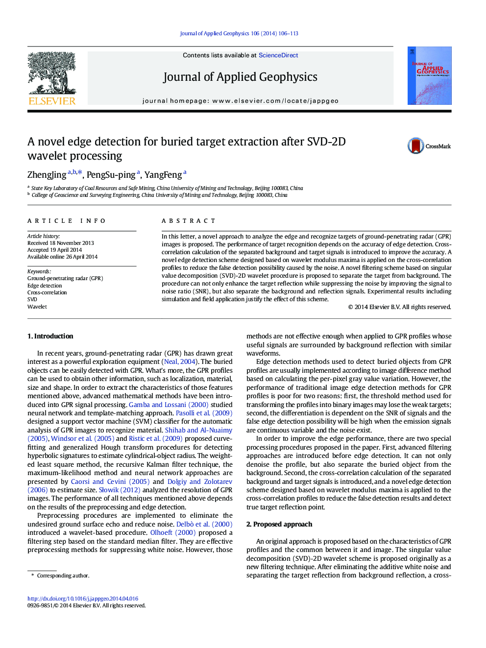 A novel edge detection for buried target extraction after SVD-2D wavelet processing