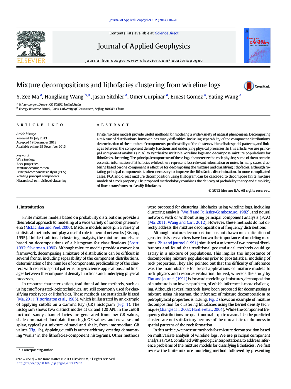 Mixture decompositions and lithofacies clustering from wireline logs