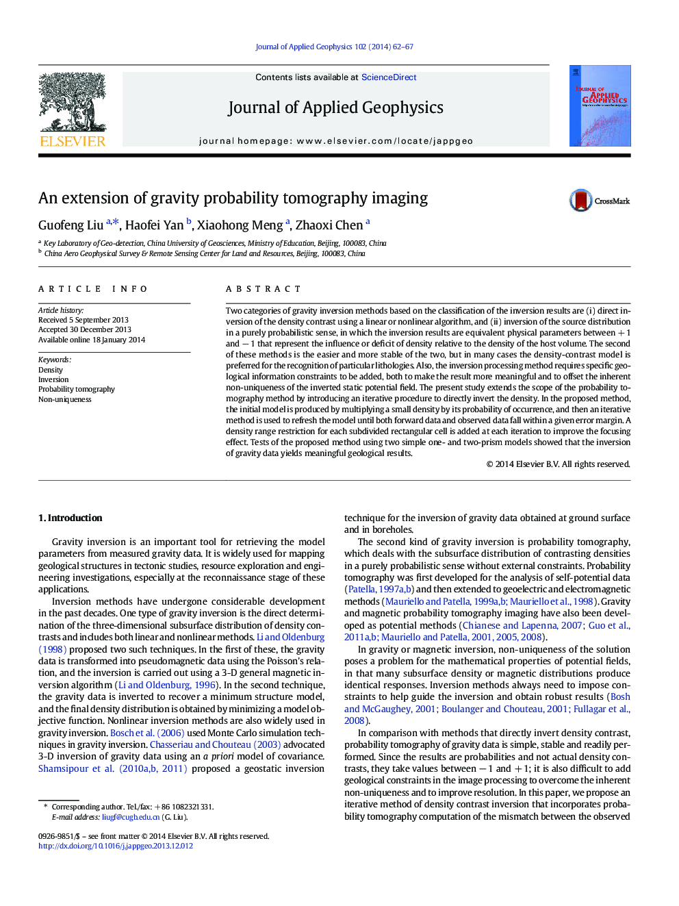 An extension of gravity probability tomography imaging