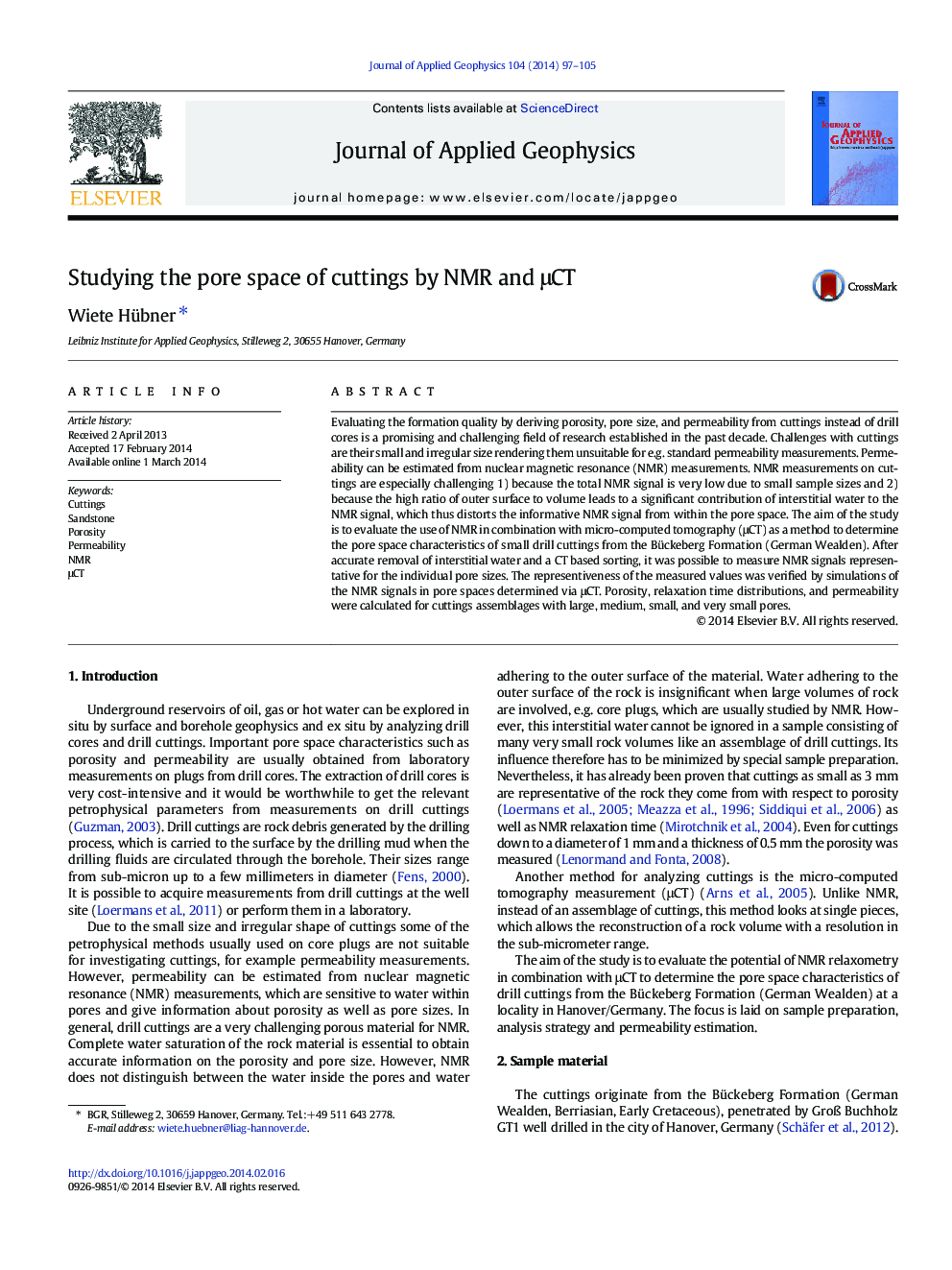 Studying the pore space of cuttings by NMR and Î¼CT