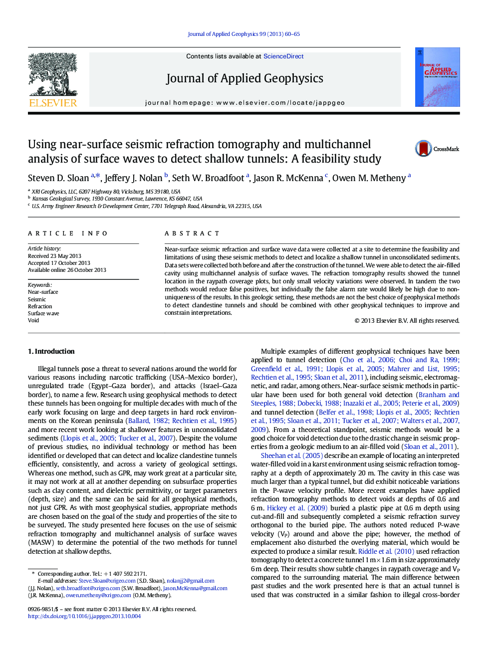 Using near-surface seismic refraction tomography and multichannel analysis of surface waves to detect shallow tunnels: A feasibility study