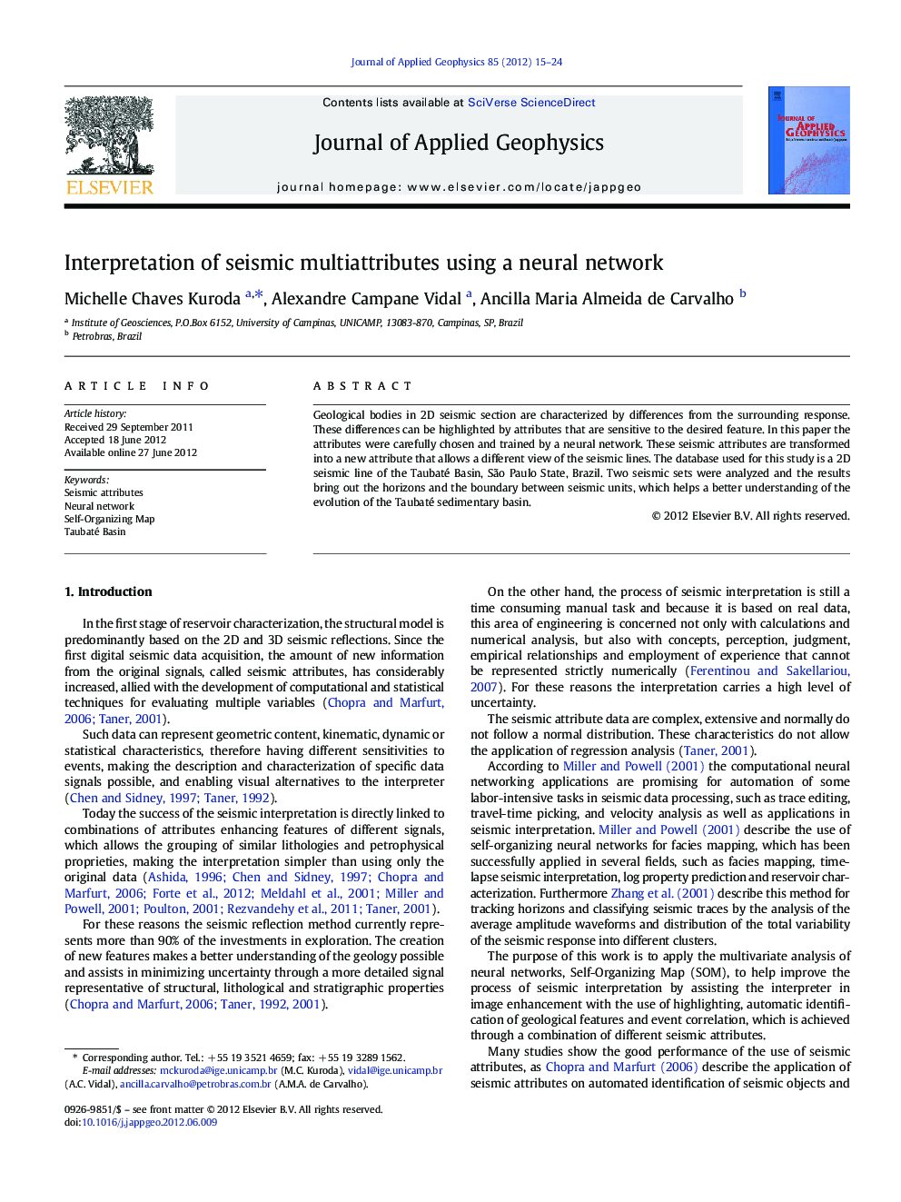 Interpretation of seismic multiattributes using a neural network