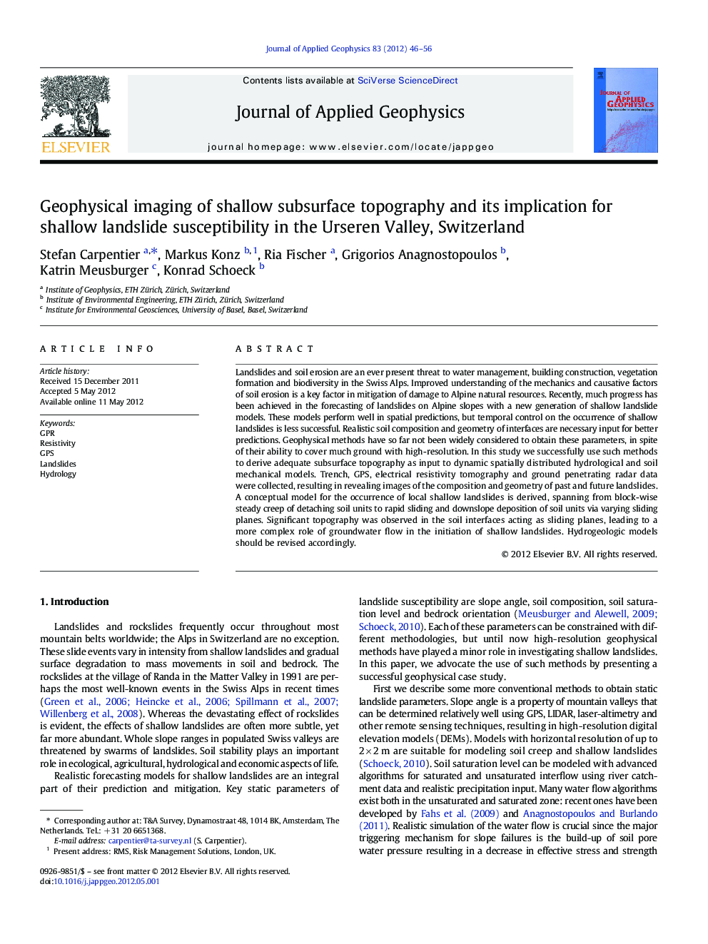 Geophysical imaging of shallow subsurface topography and its implication for shallow landslide susceptibility in the Urseren Valley, Switzerland