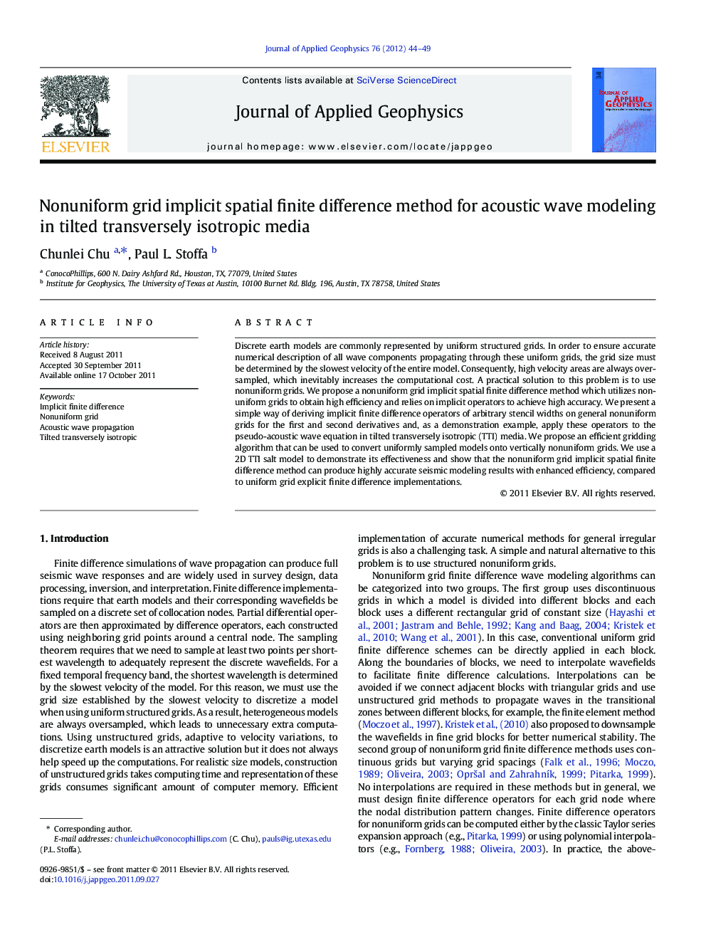 Nonuniform grid implicit spatial finite difference method for acoustic wave modeling in tilted transversely isotropic media