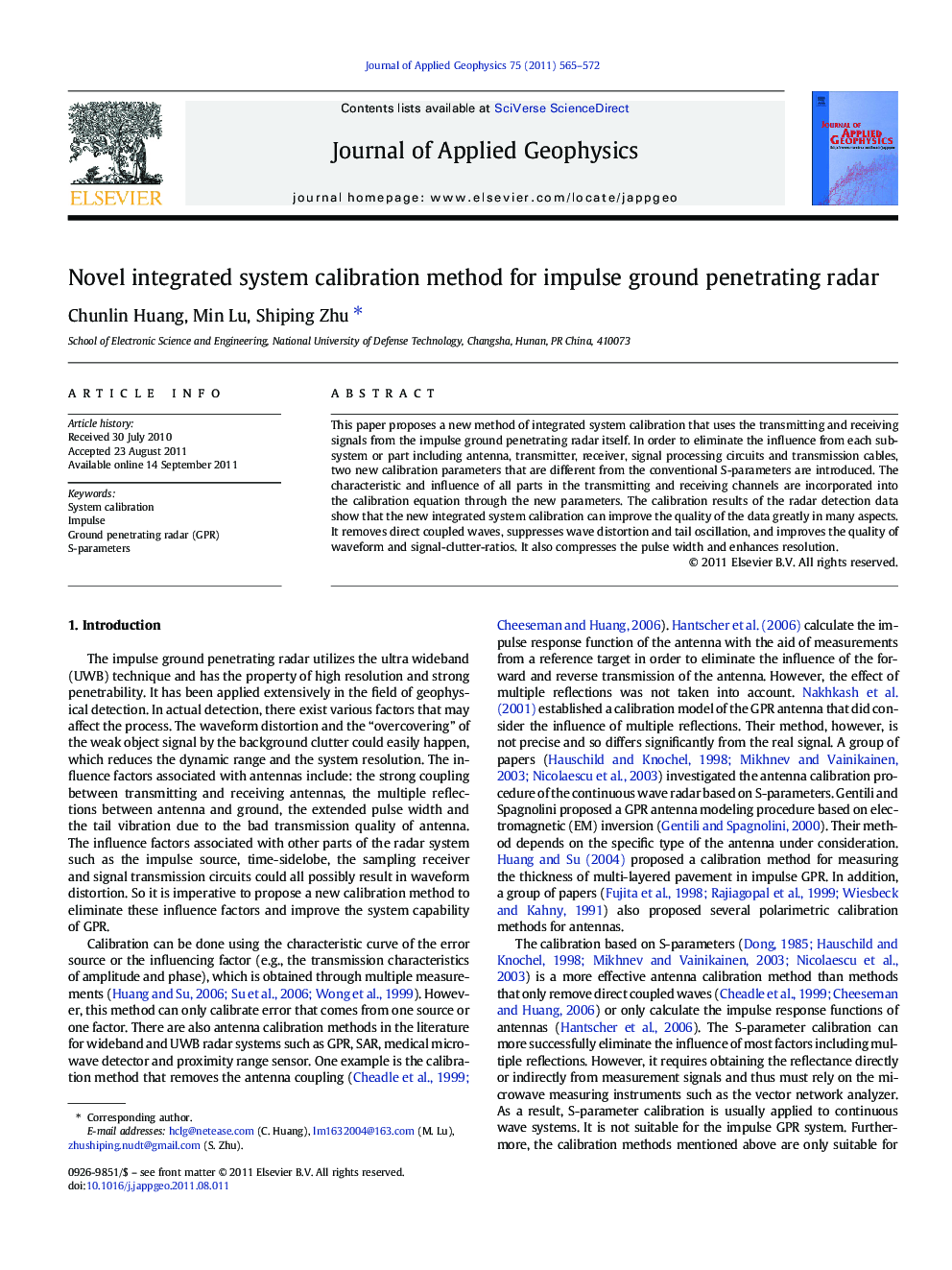 Novel integrated system calibration method for impulse ground penetrating radar