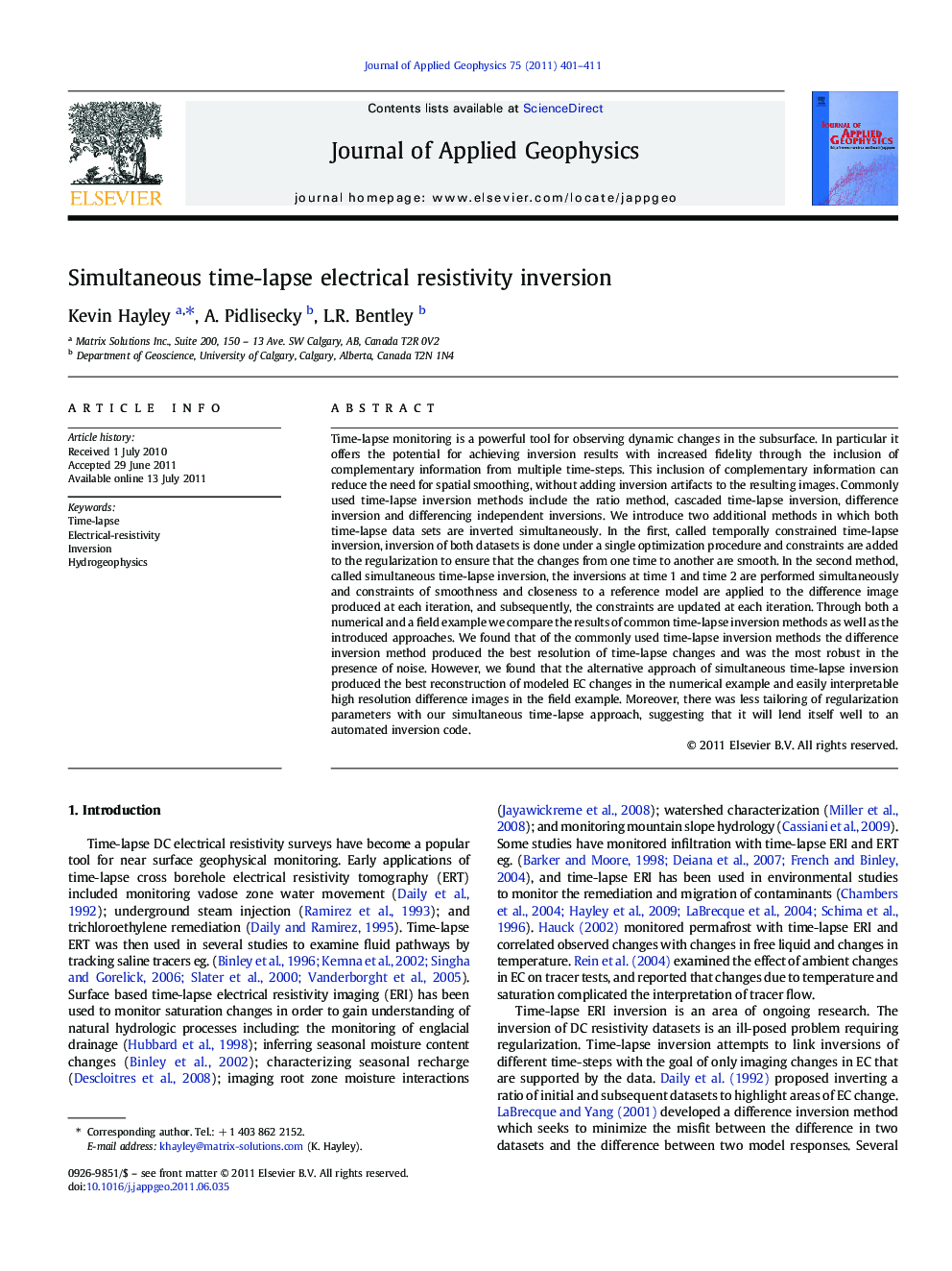 Simultaneous time-lapse electrical resistivity inversion