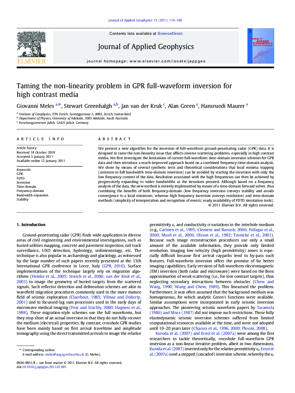 Taming the non-linearity problem in GPR full-waveform inversion for high contrast media