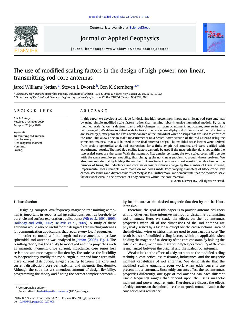 The use of modified scaling factors in the design of high-power, non-linear, transmitting rod-core antennas