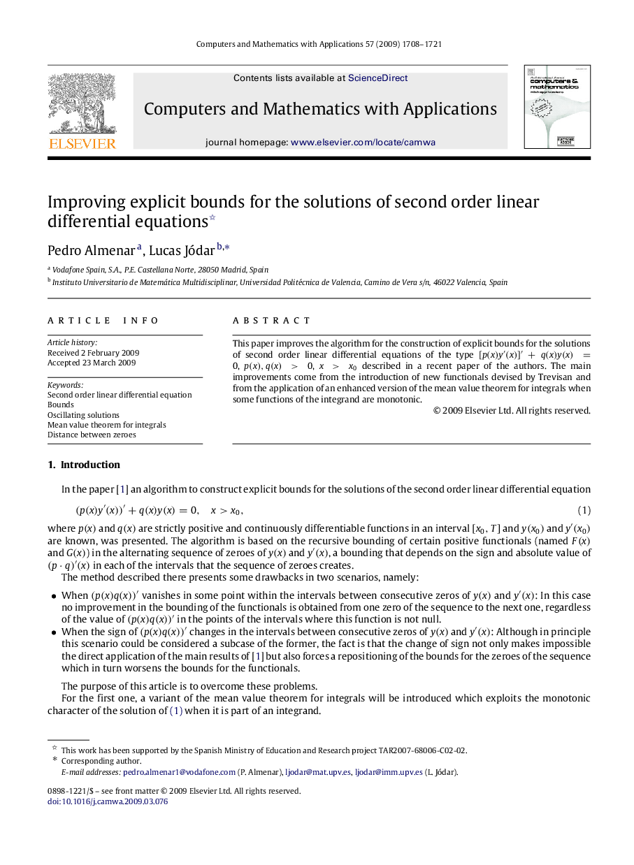 Improving explicit bounds for the solutions of second order linear differential equations 