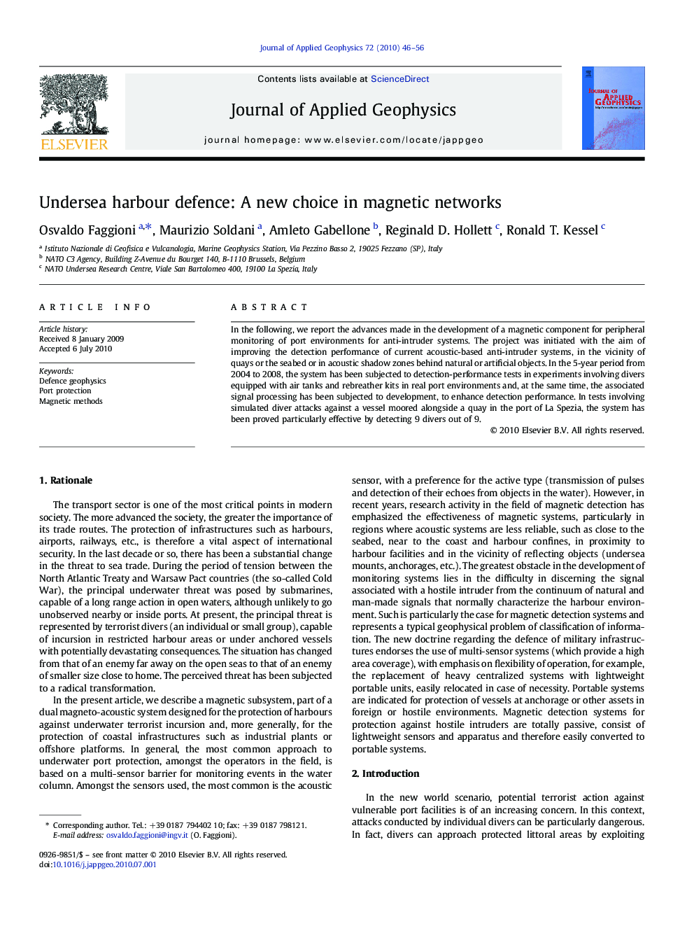 Undersea harbour defence: A new choice in magnetic networks