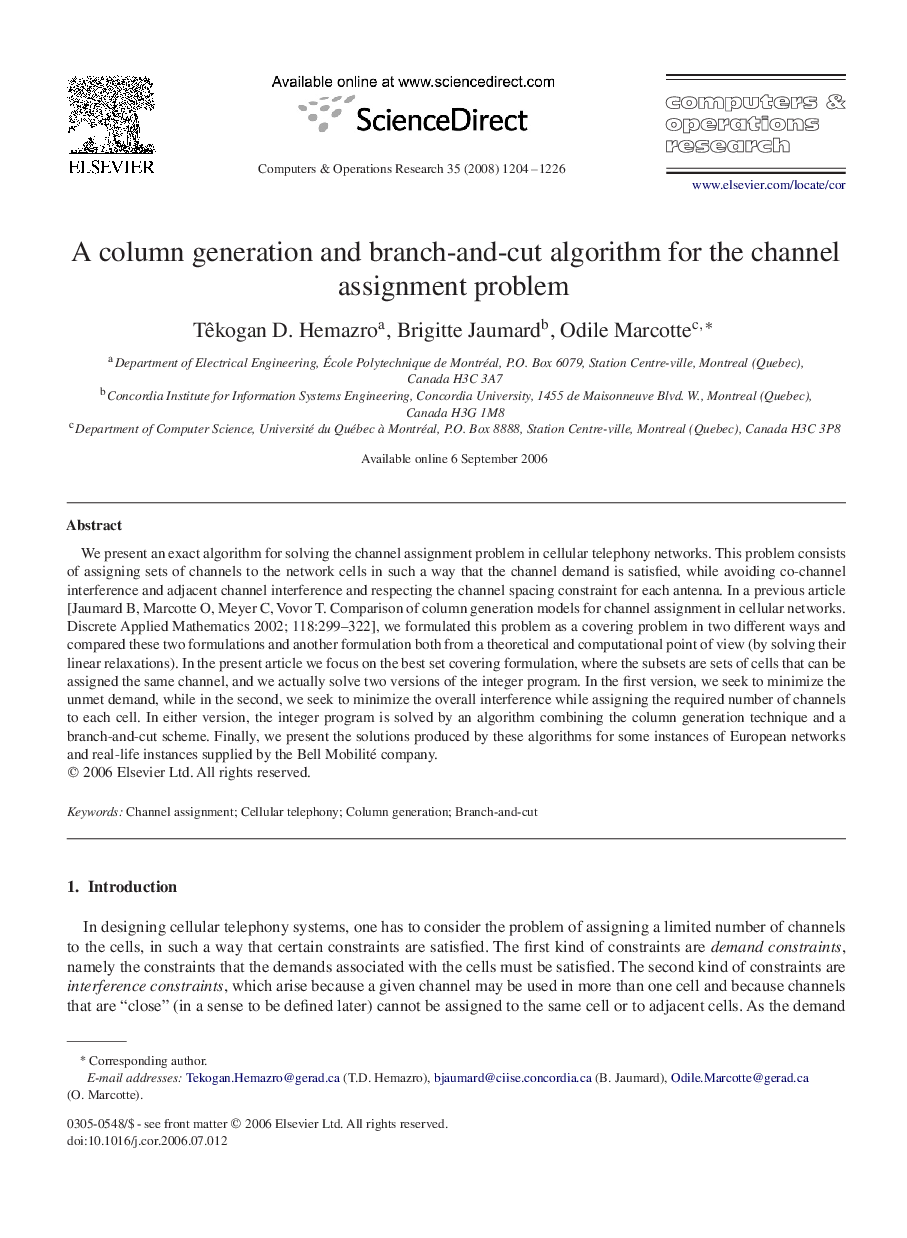 A column generation and branch-and-cut algorithm for the channel assignment problem