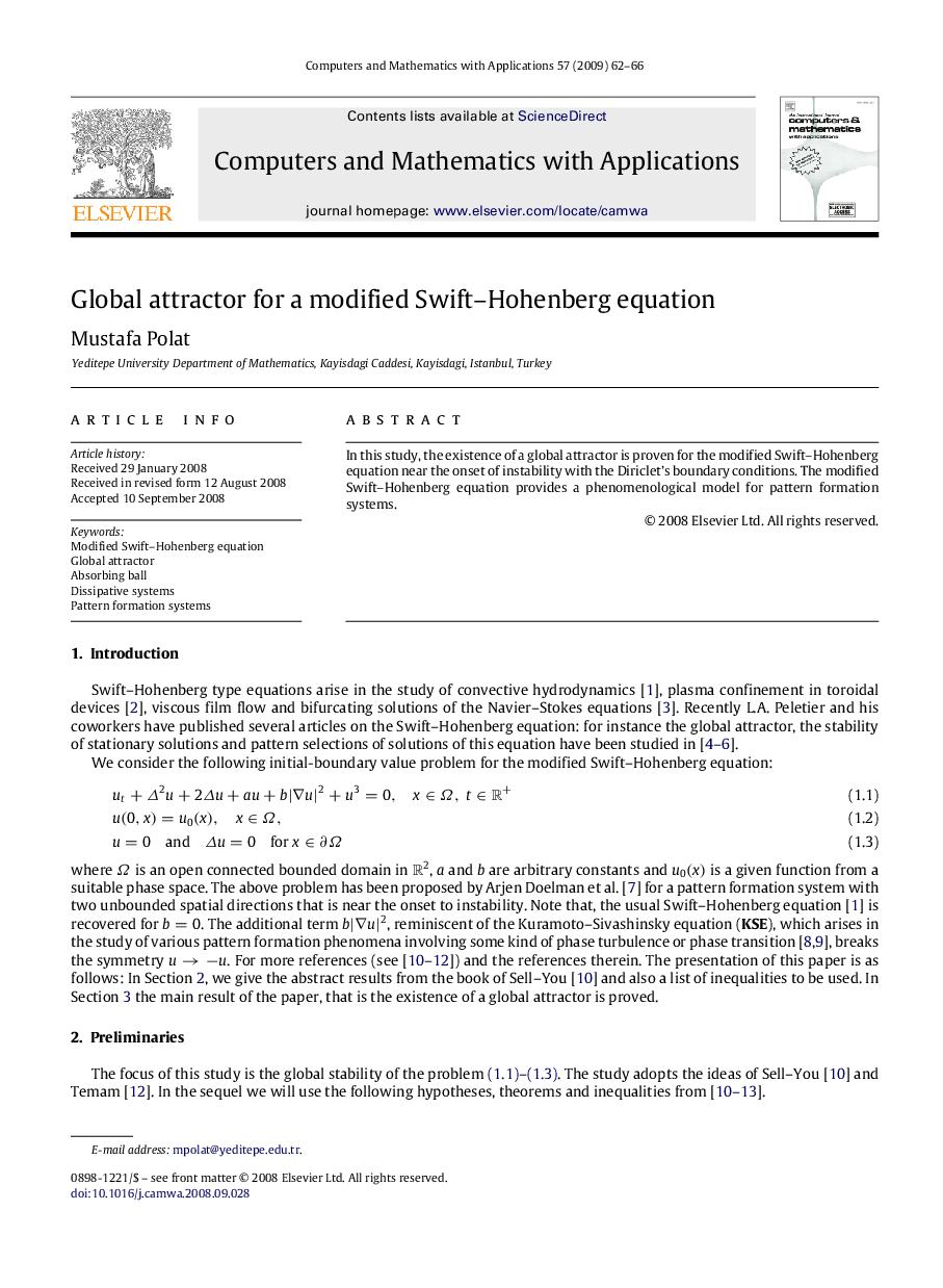 Global attractor for a modified Swift–Hohenberg equation