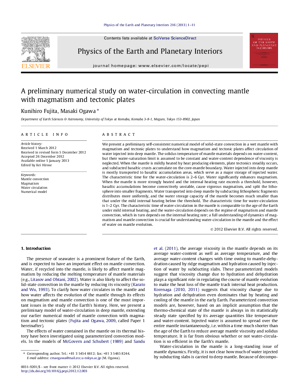 A preliminary numerical study on water-circulation in convecting mantle with magmatism and tectonic plates