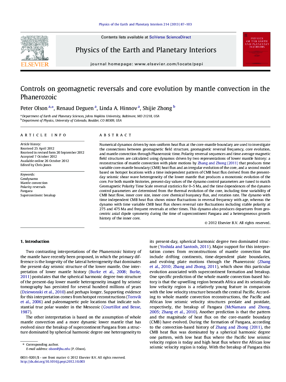 Controls on geomagnetic reversals and core evolution by mantle convection in the Phanerozoic