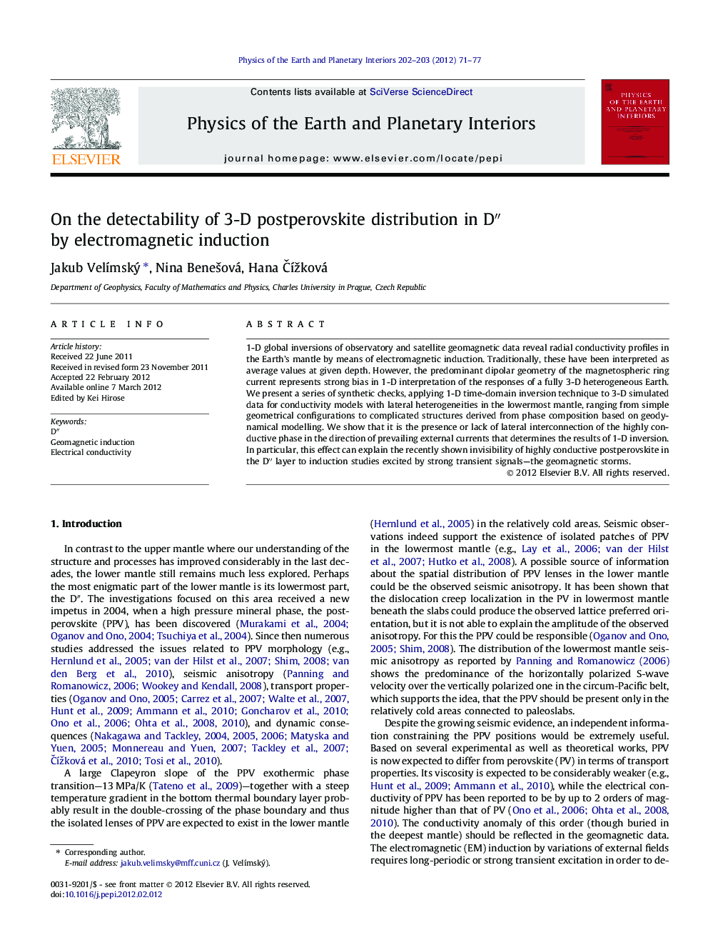 On the detectability of 3-D postperovskite distribution in D″ by electromagnetic induction