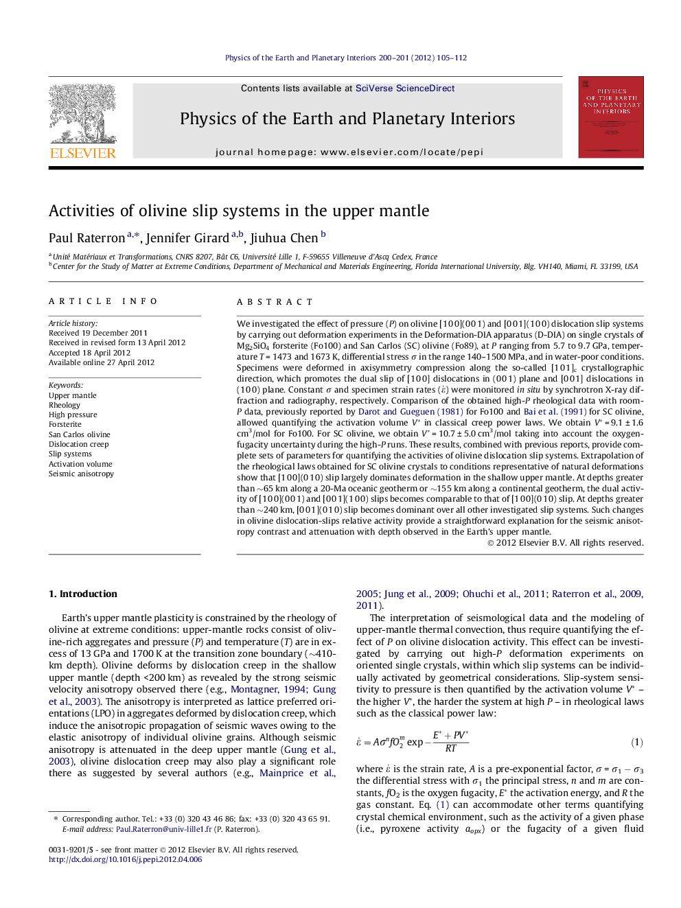 Activities of olivine slip systems in the upper mantle