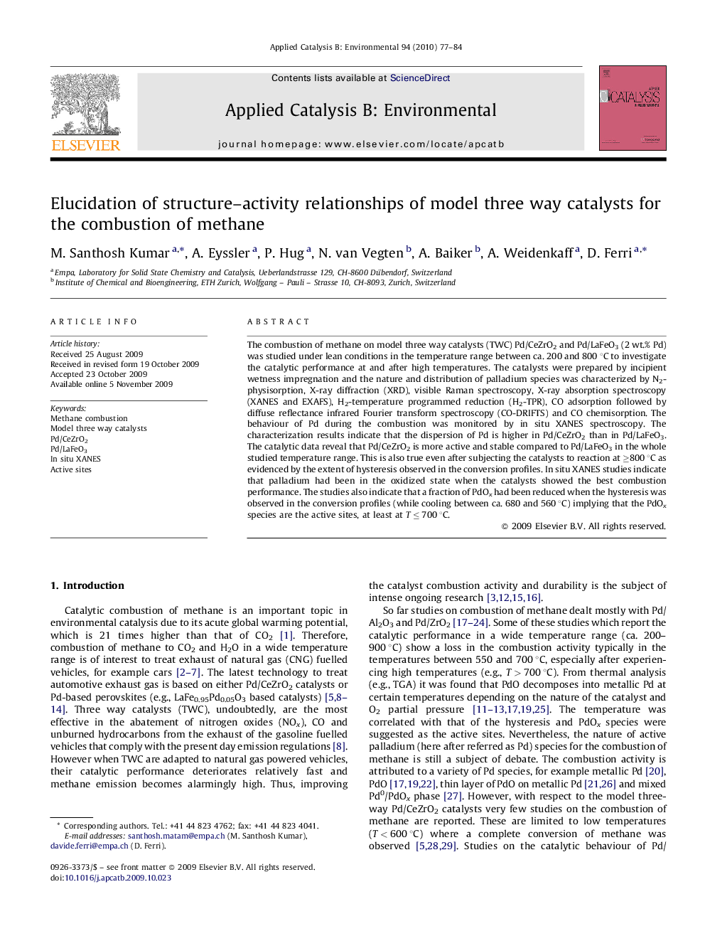 Elucidation of structure–activity relationships of model three way catalysts for the combustion of methane