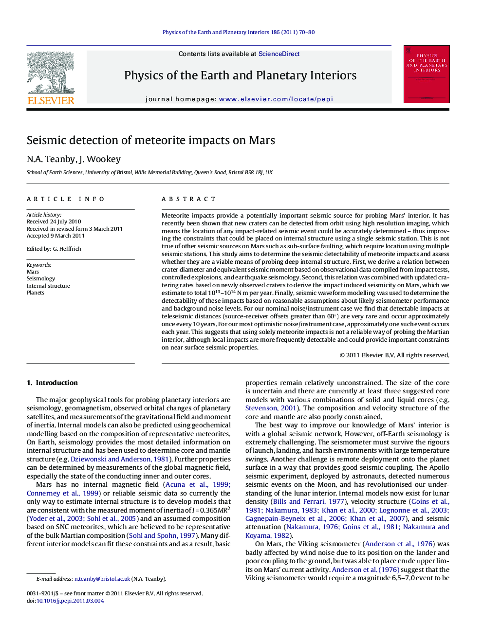 Seismic detection of meteorite impacts on Mars