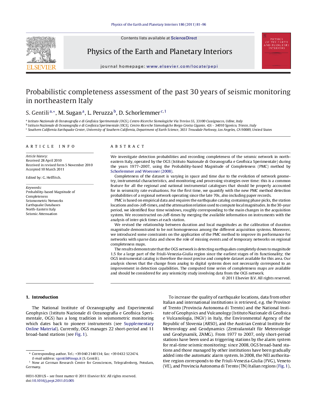 Probabilistic completeness assessment of the past 30 years of seismic monitoring in northeastern Italy