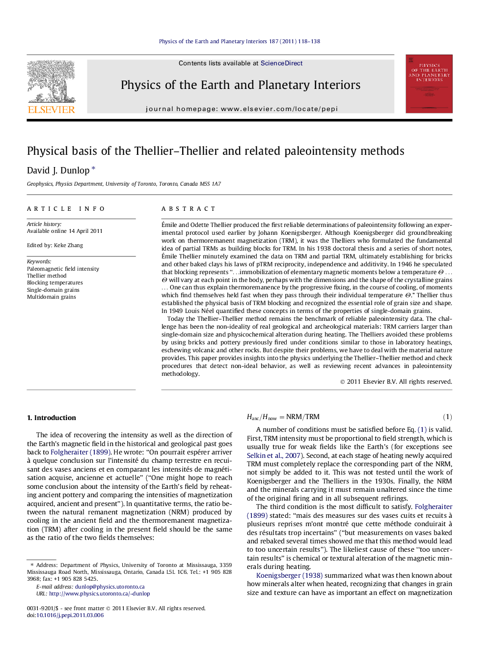 Physical basis of the Thellier–Thellier and related paleointensity methods