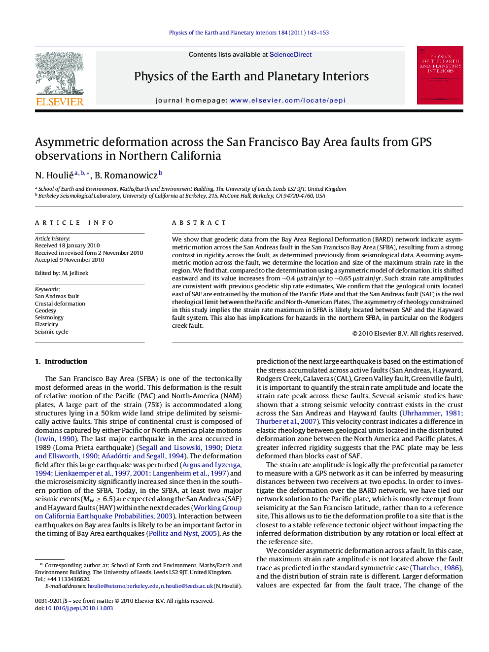 Asymmetric deformation across the San Francisco Bay Area faults from GPS observations in Northern California