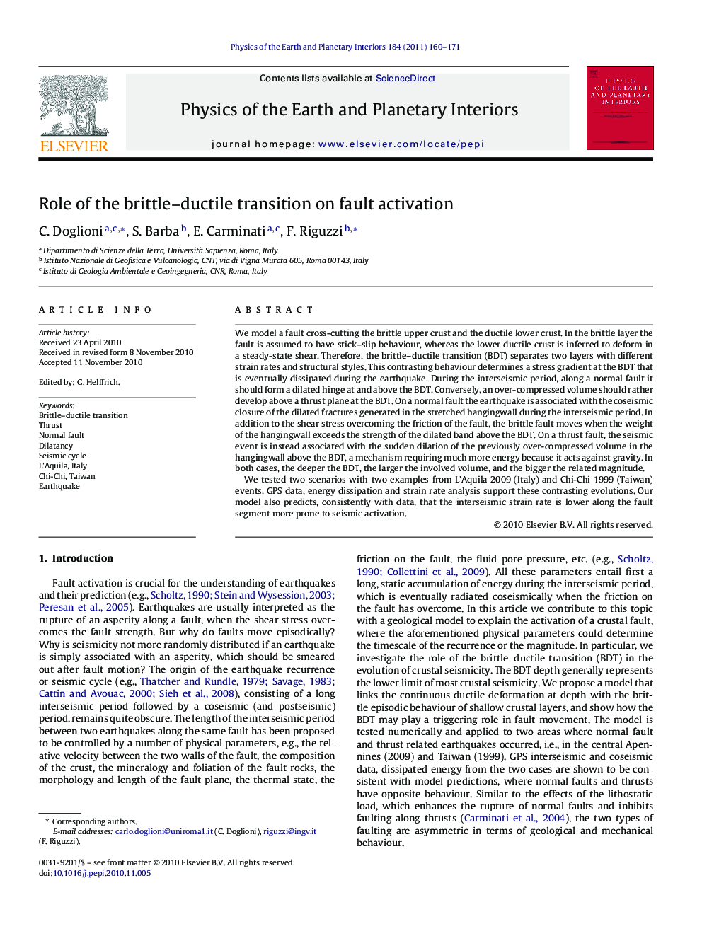 Role of the brittle–ductile transition on fault activation