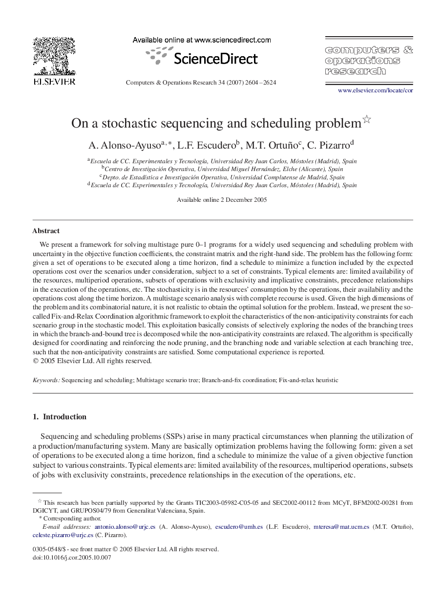 On a stochastic sequencing and scheduling problem 