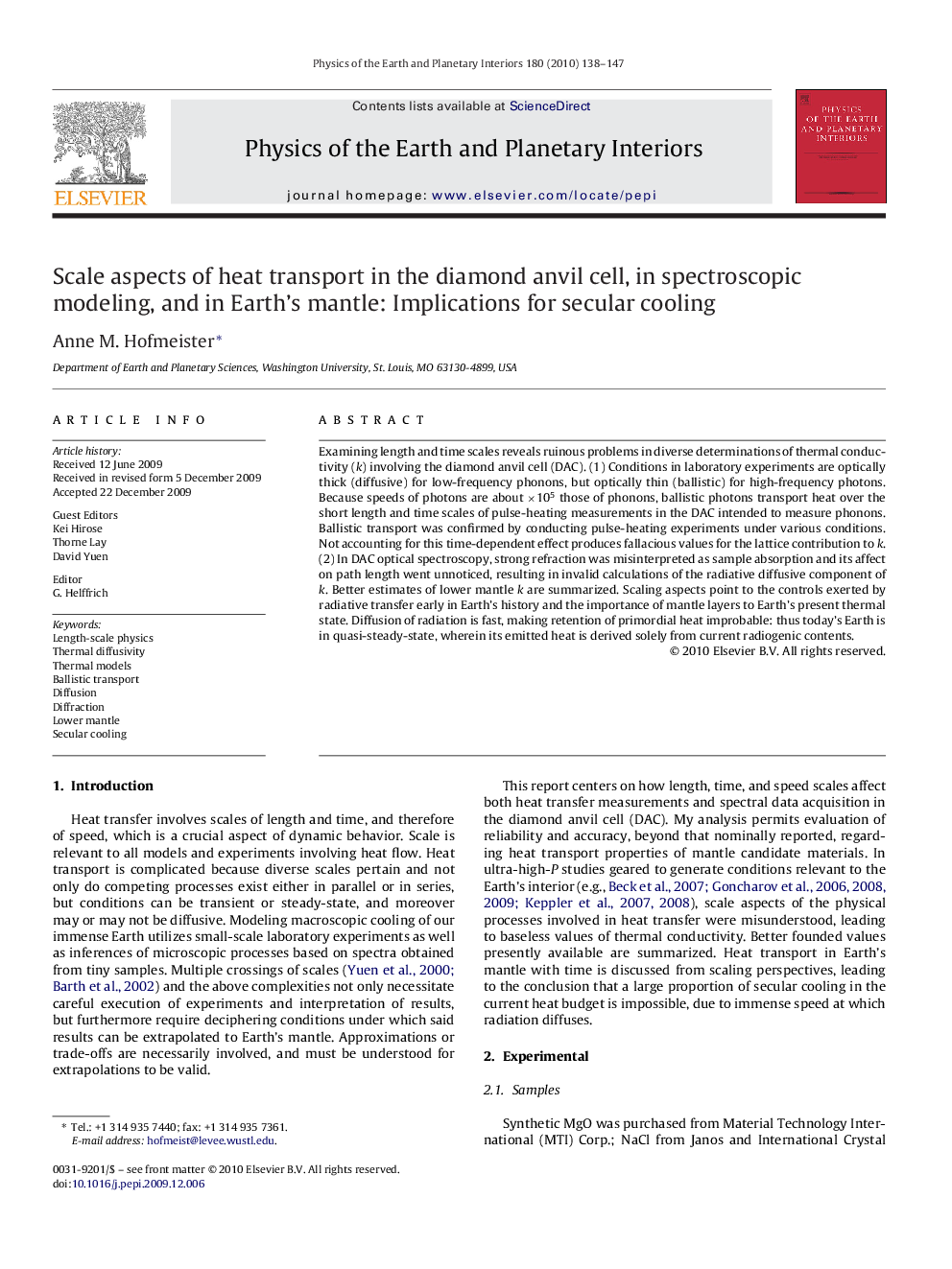 Scale aspects of heat transport in the diamond anvil cell, in spectroscopic modeling, and in Earth's mantle: Implications for secular cooling