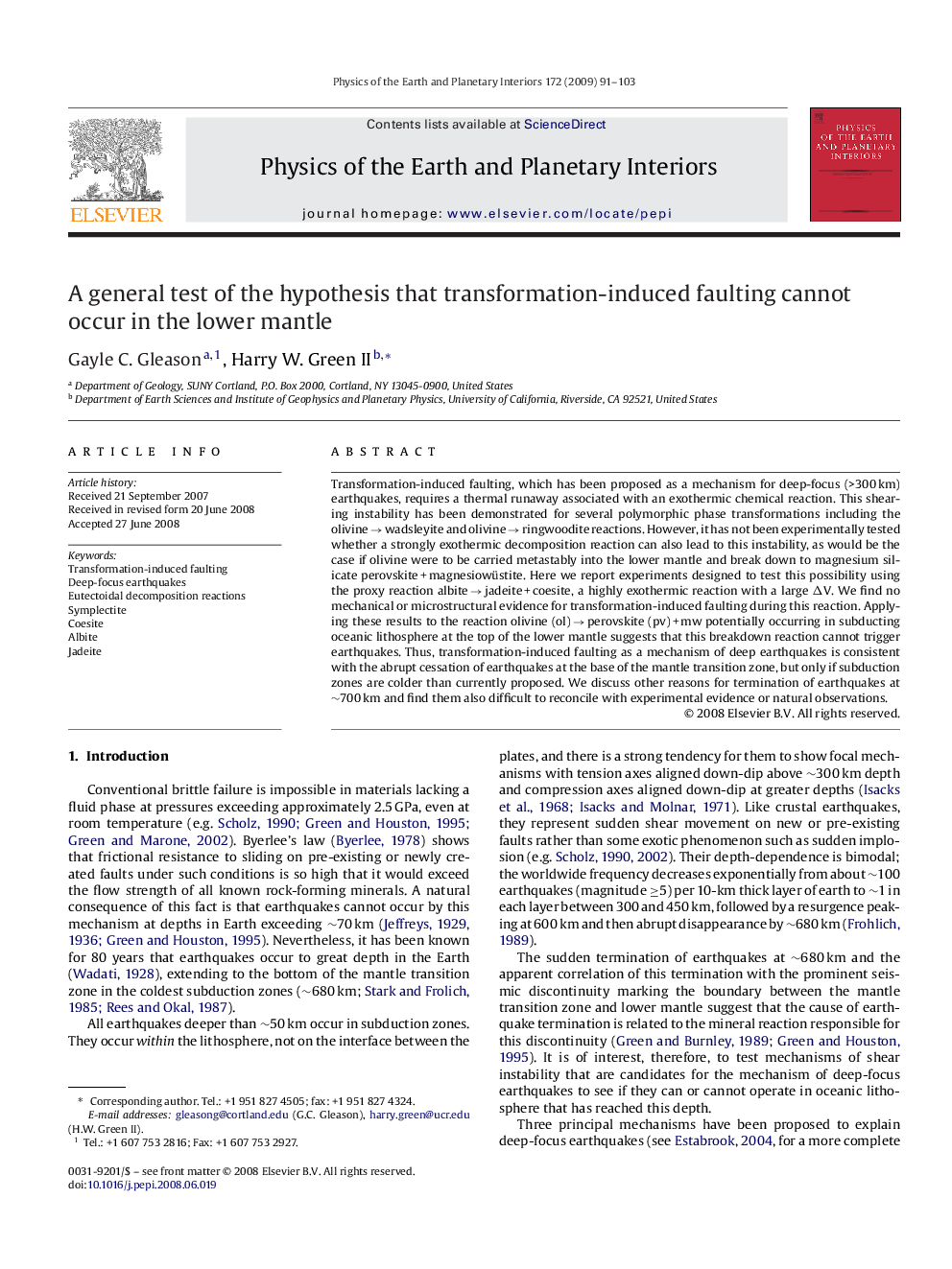 A general test of the hypothesis that transformation-induced faulting cannot occur in the lower mantle