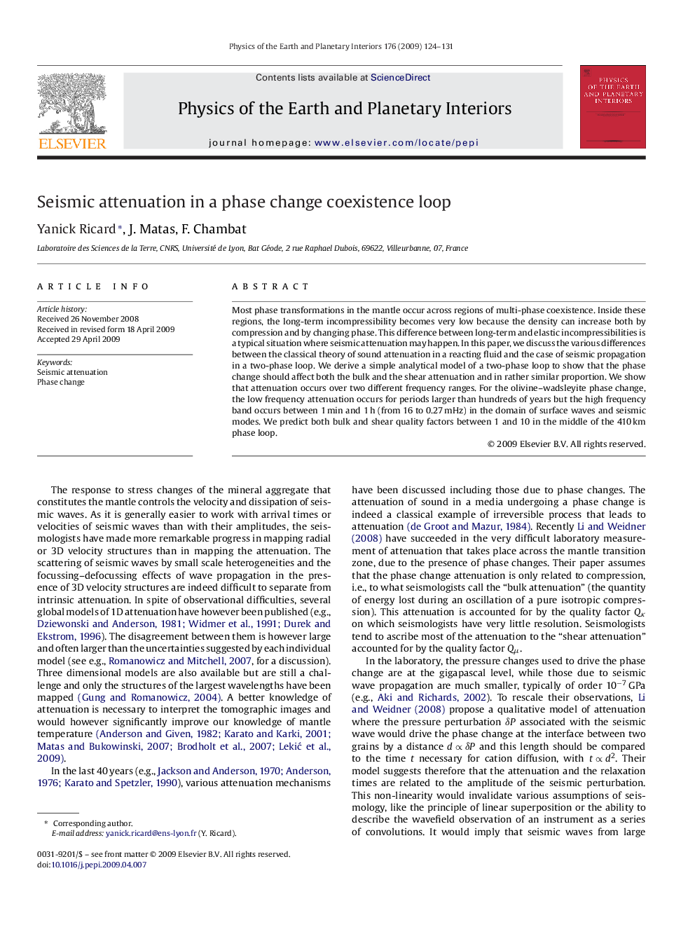 Seismic attenuation in a phase change coexistence loop