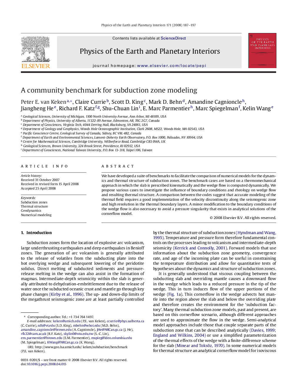 A community benchmark for subduction zone modeling