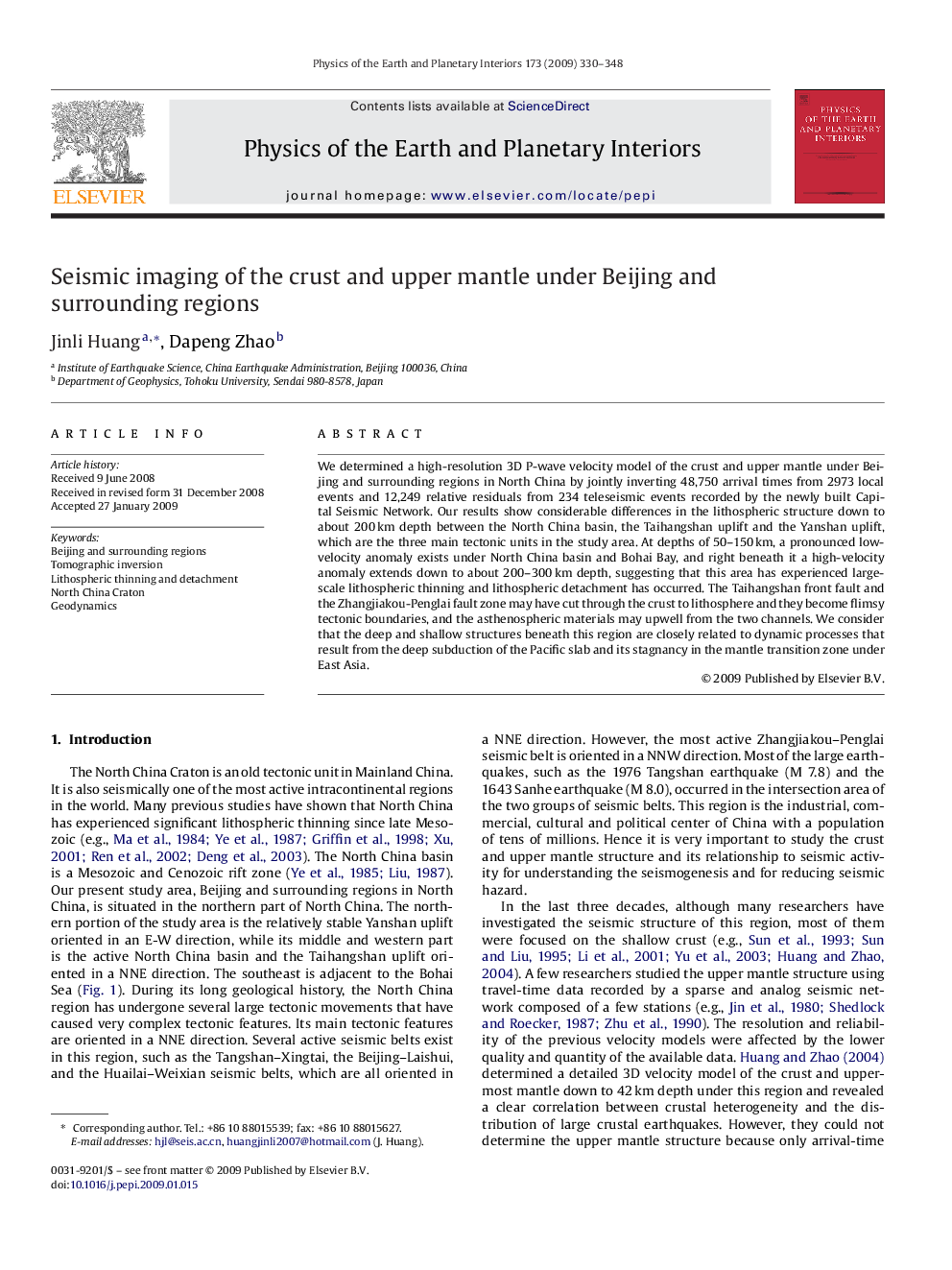 Seismic imaging of the crust and upper mantle under Beijing and surrounding regions