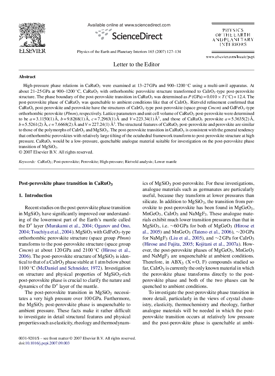 Post-perovskite phase transition in CaRuO3