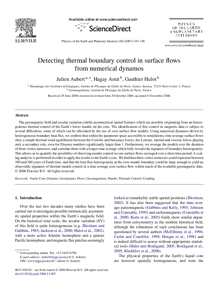 Detecting thermal boundary control in surface flows from numerical dynamos