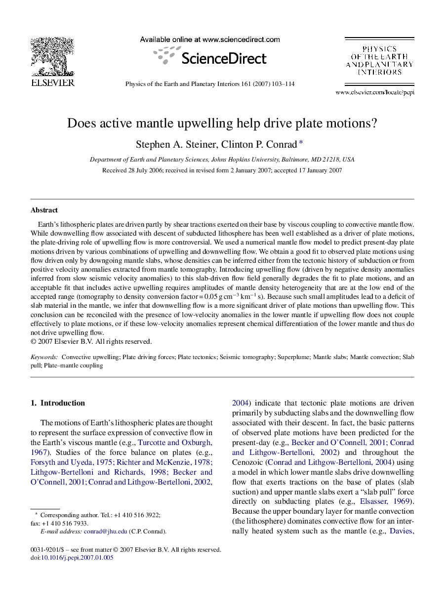 Does active mantle upwelling help drive plate motions?