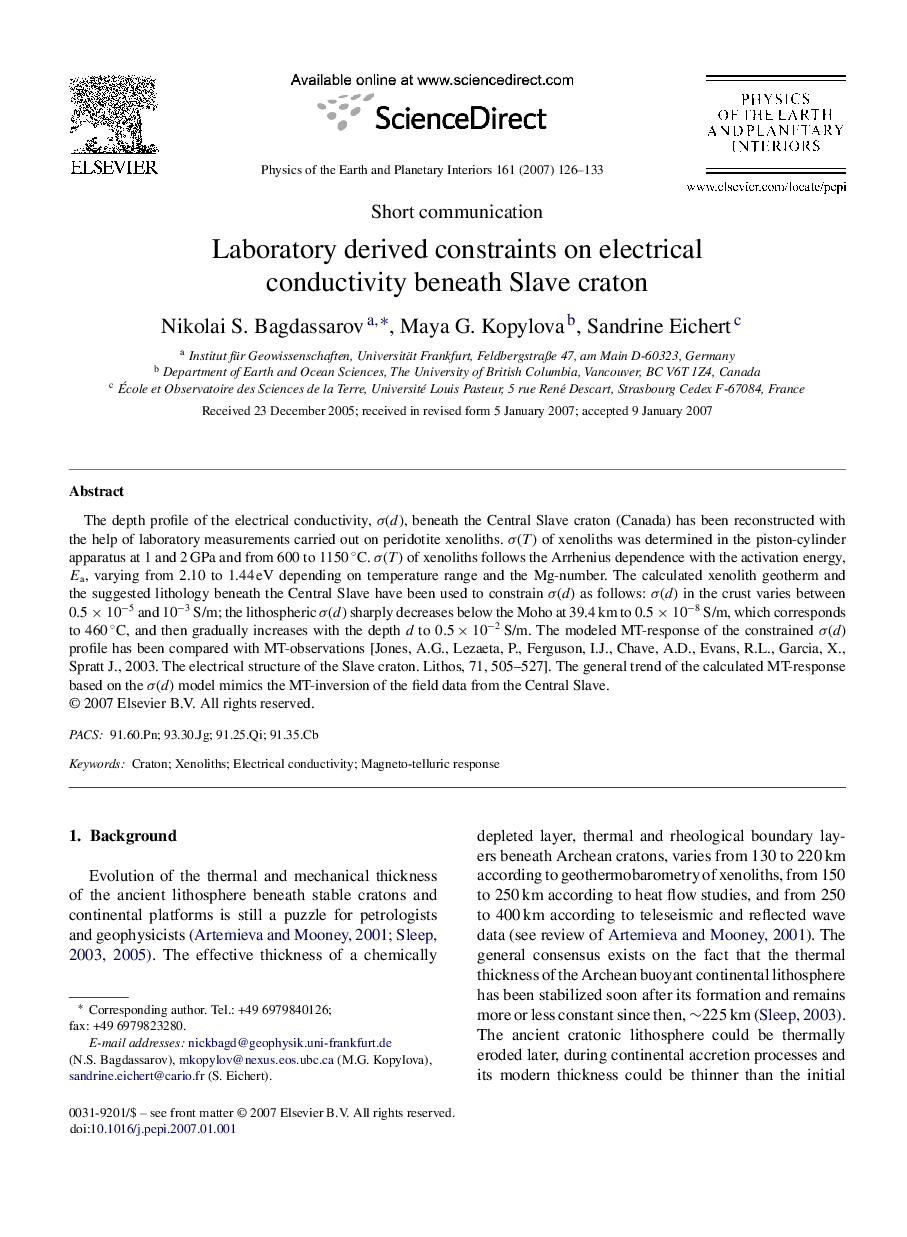 Laboratory derived constraints on electrical conductivity beneath Slave craton