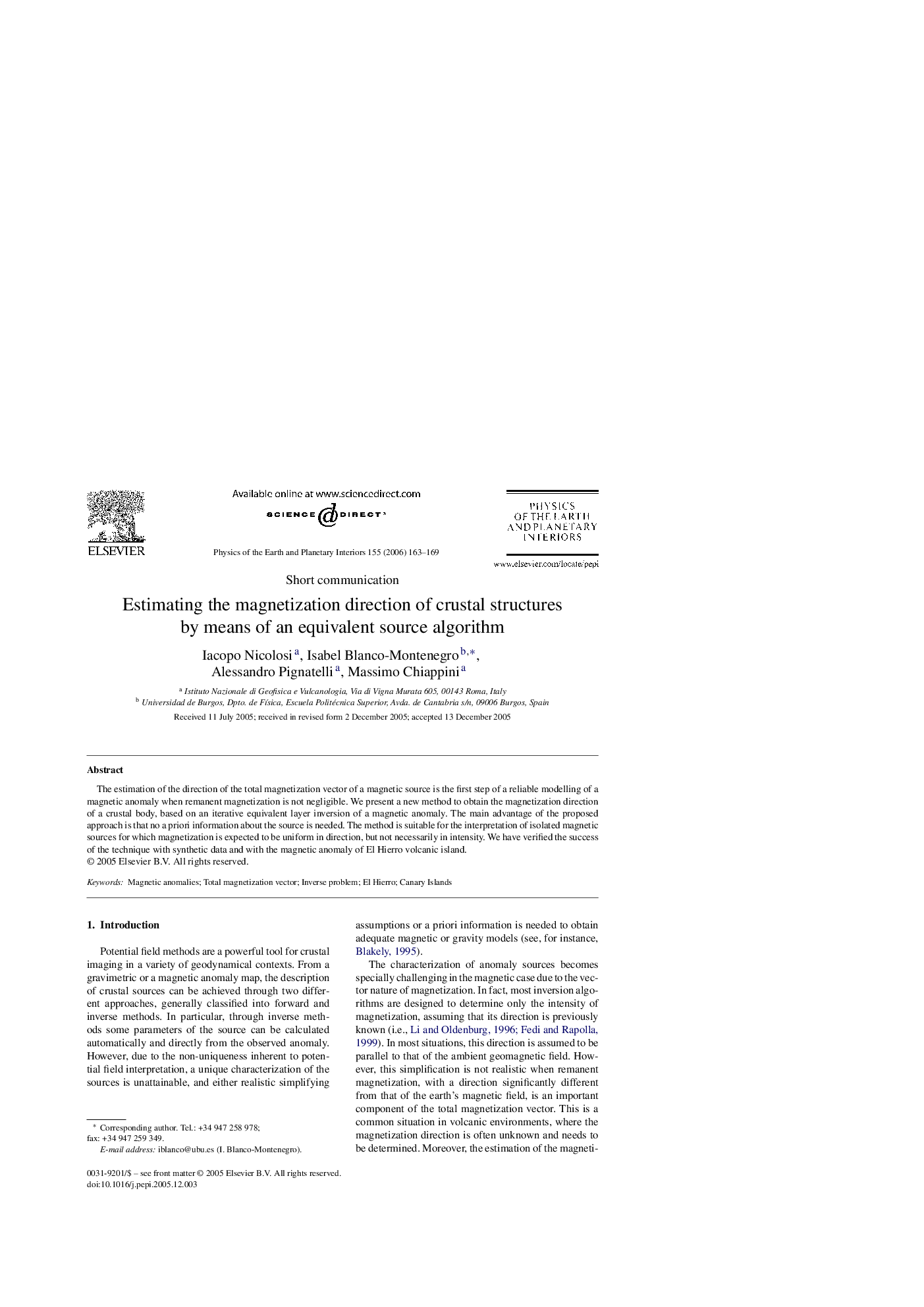 Estimating the magnetization direction of crustal structures by means of an equivalent source algorithm