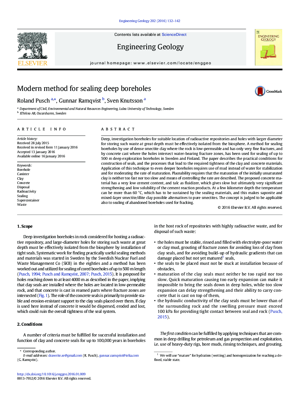 Modern method for sealing deep boreholes