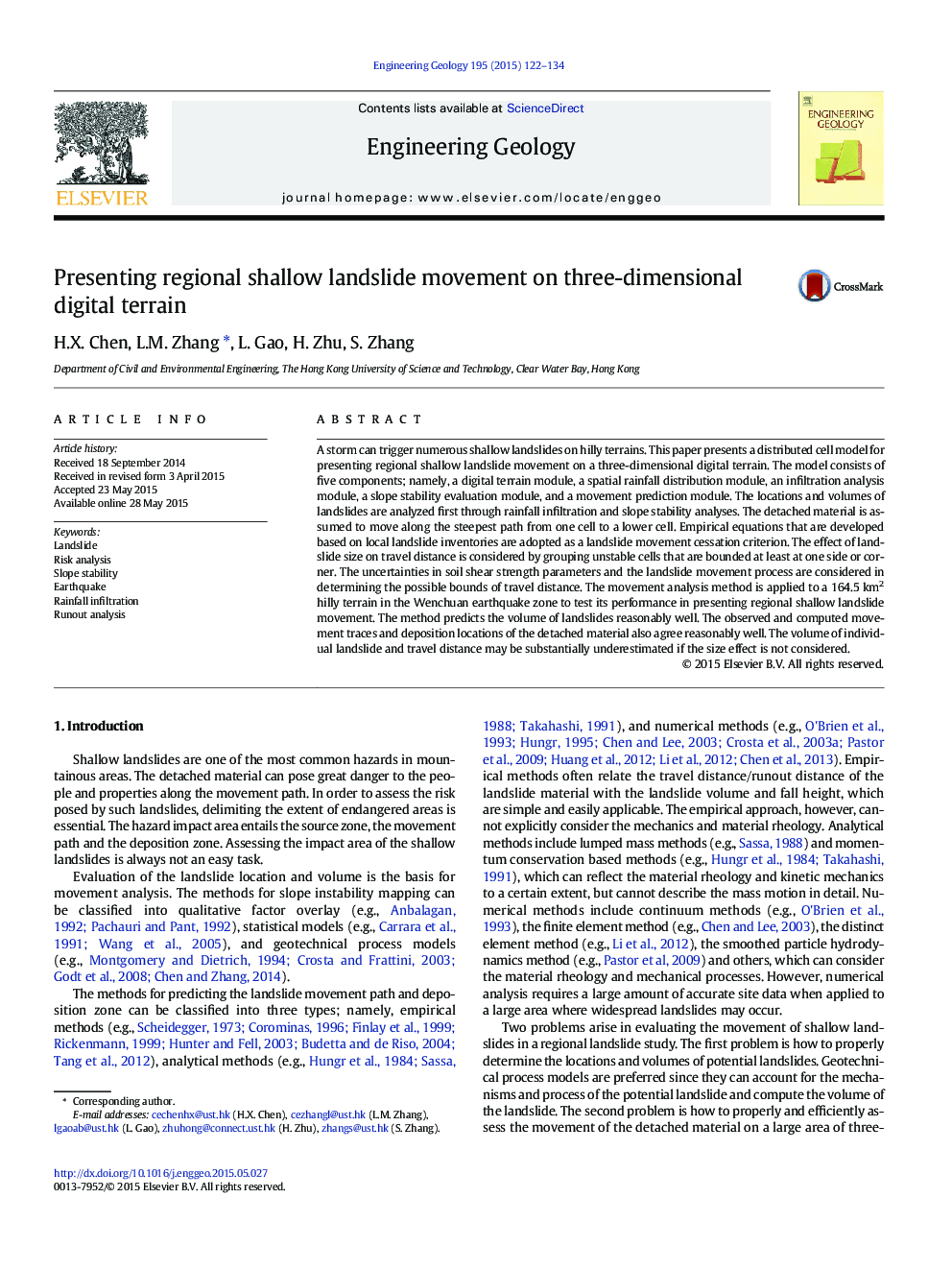 Presenting regional shallow landslide movement on three-dimensional digital terrain