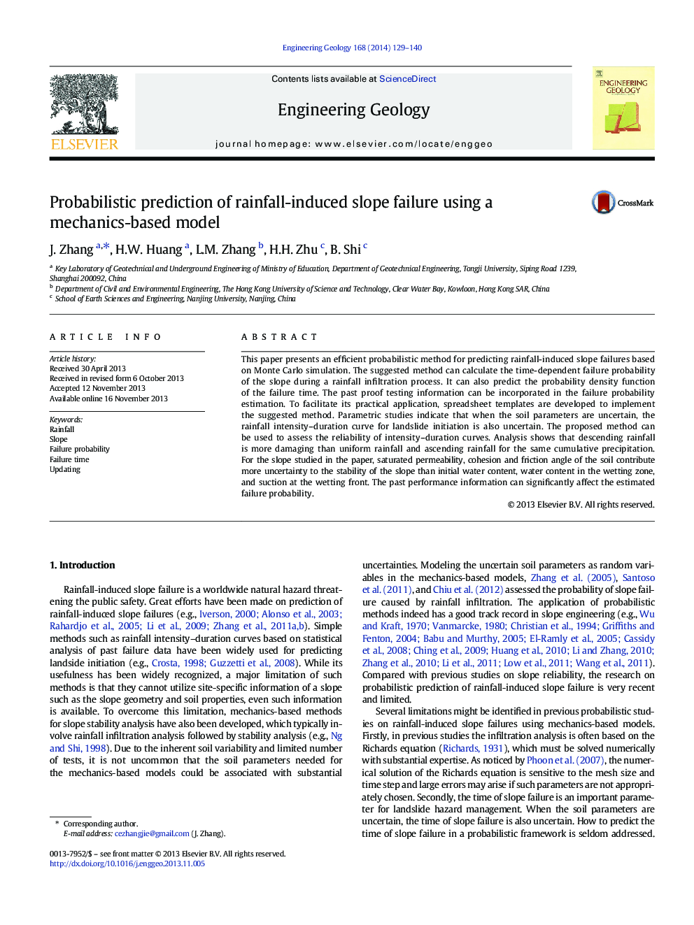 Probabilistic prediction of rainfall-induced slope failure using a mechanics-based model