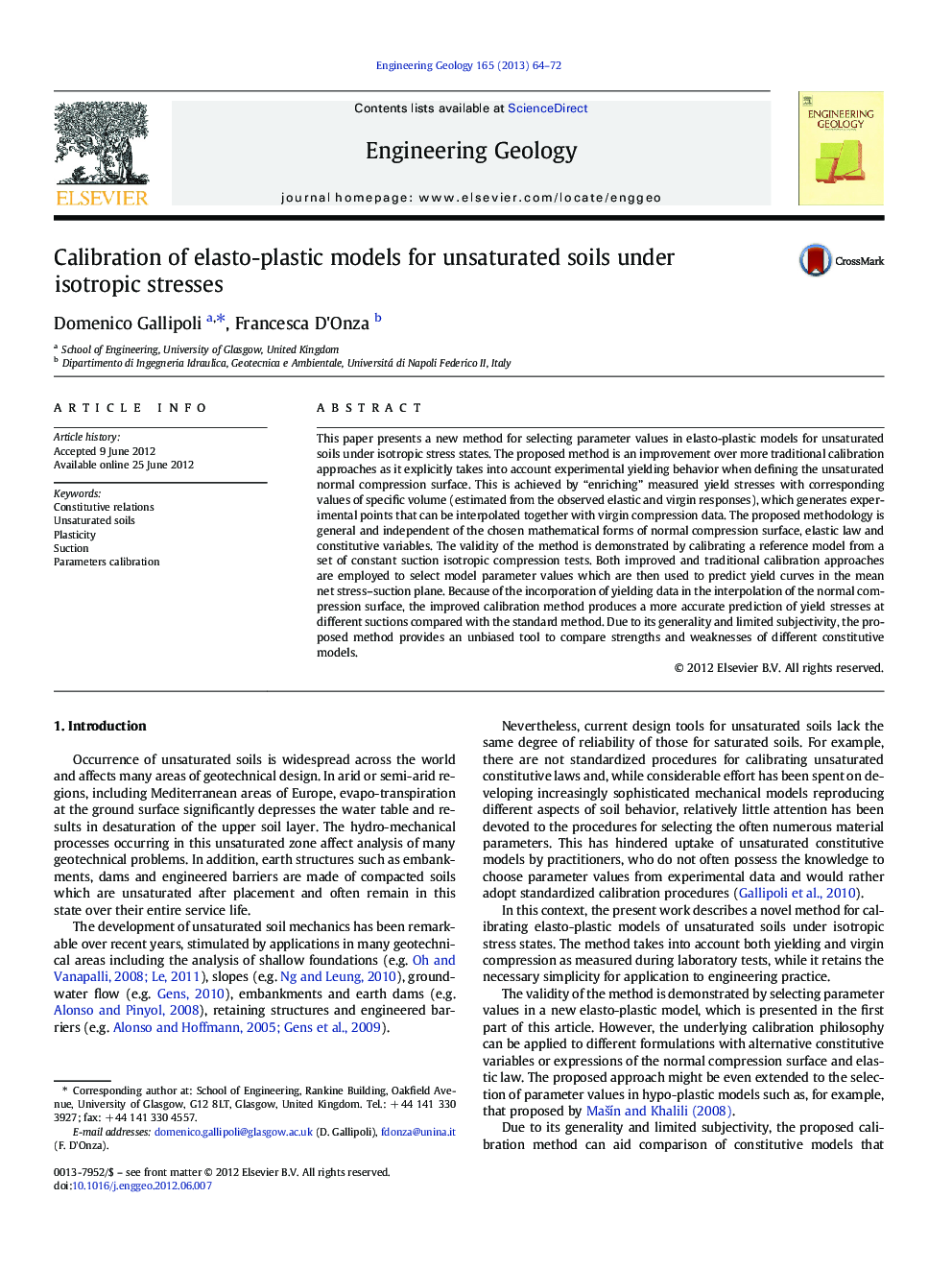 Calibration of elasto-plastic models for unsaturated soils under isotropic stresses