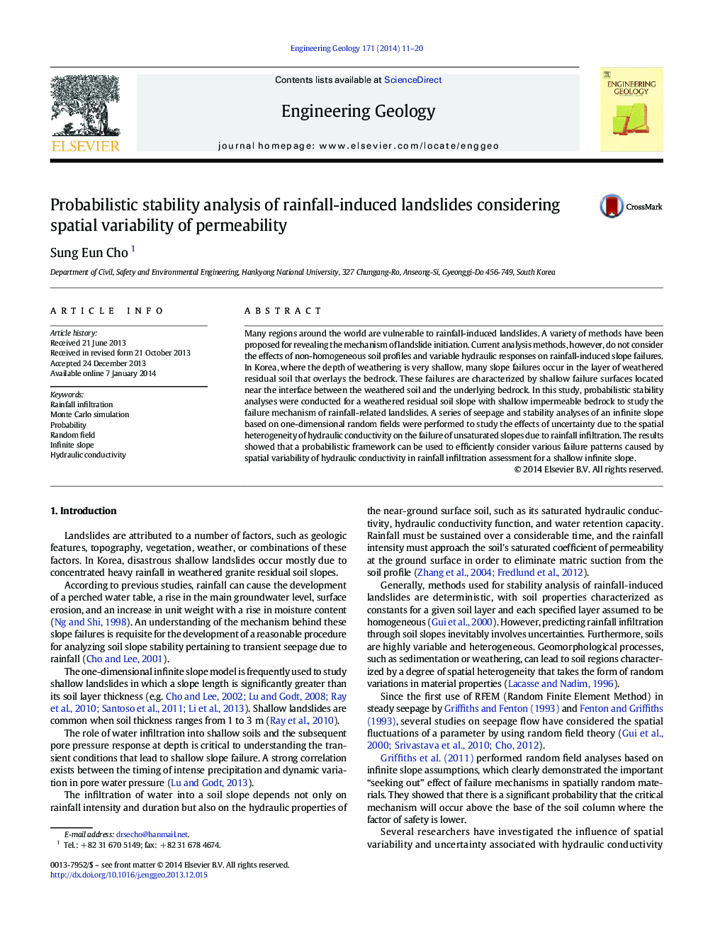 Probabilistic stability analysis of rainfall-induced landslides considering spatial variability of permeability