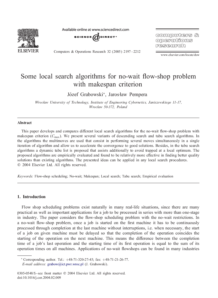 Some local search algorithms for no-wait flow-shop problem with makespan criterion