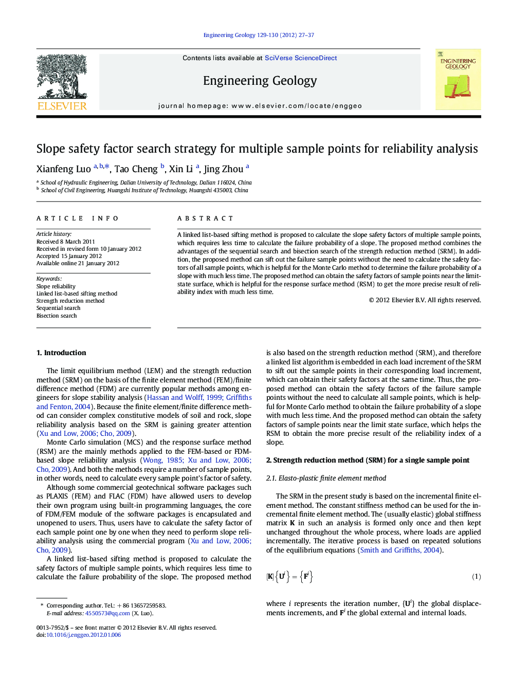 Slope safety factor search strategy for multiple sample points for reliability analysis