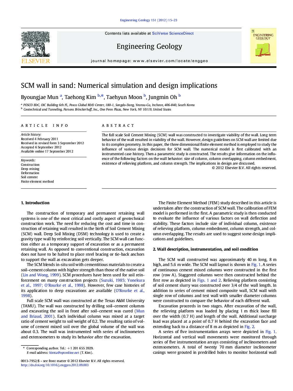 SCM wall in sand: Numerical simulation and design implications