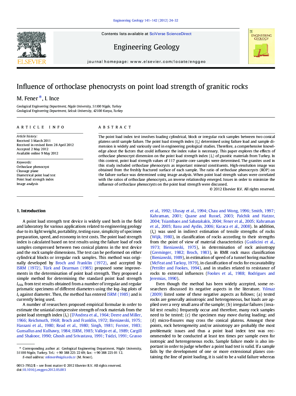 Influence of orthoclase phenocrysts on point load strength of granitic rocks