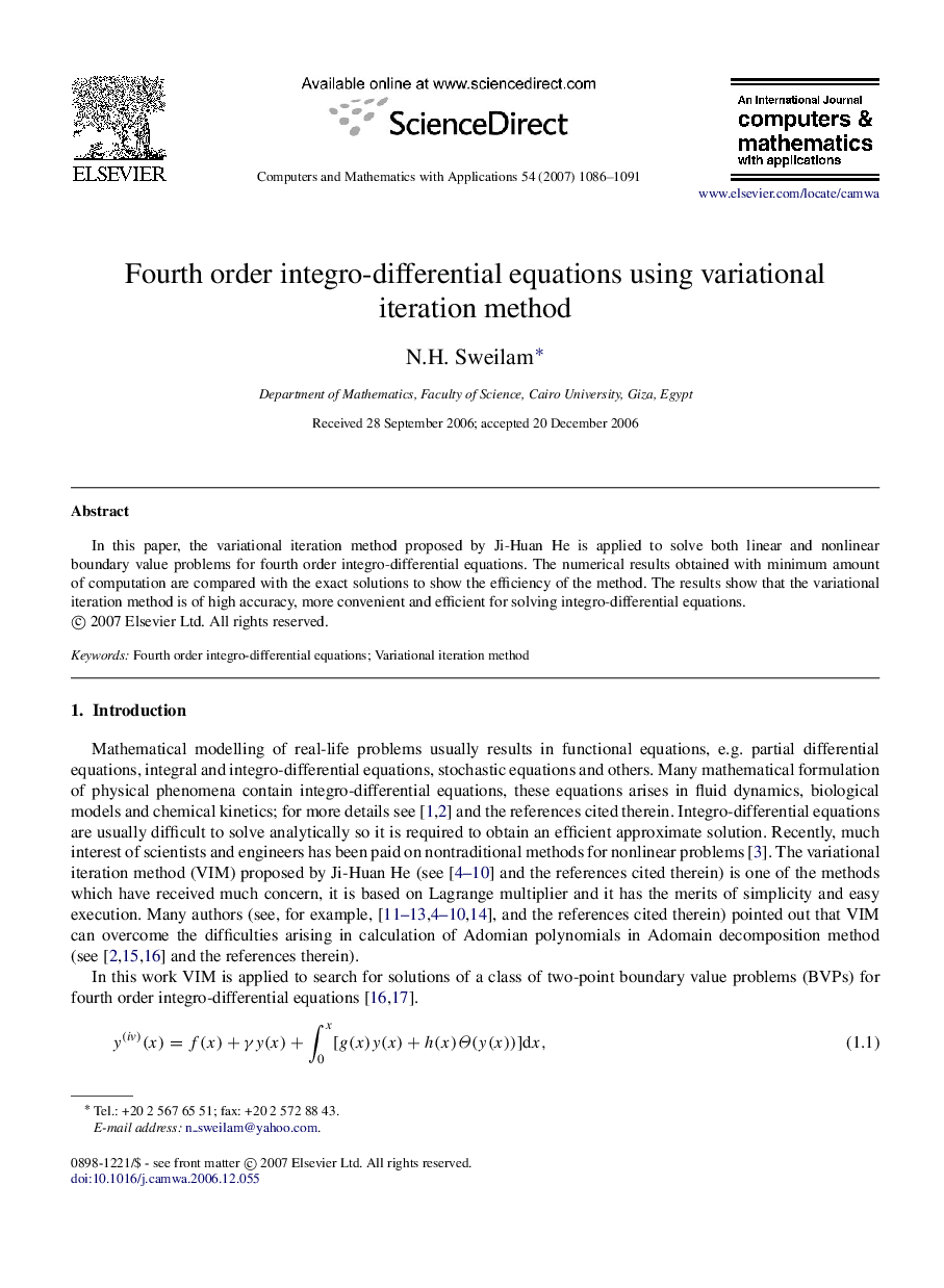 Fourth order integro-differential equations using variational iteration method