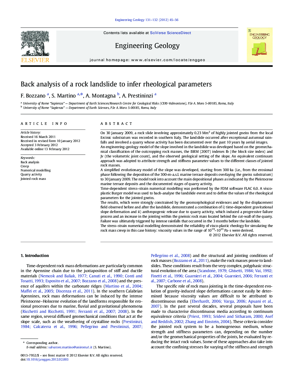 Back analysis of a rock landslide to infer rheological parameters