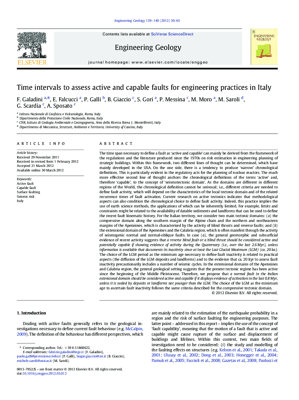 Time intervals to assess active and capable faults for engineering practices in Italy