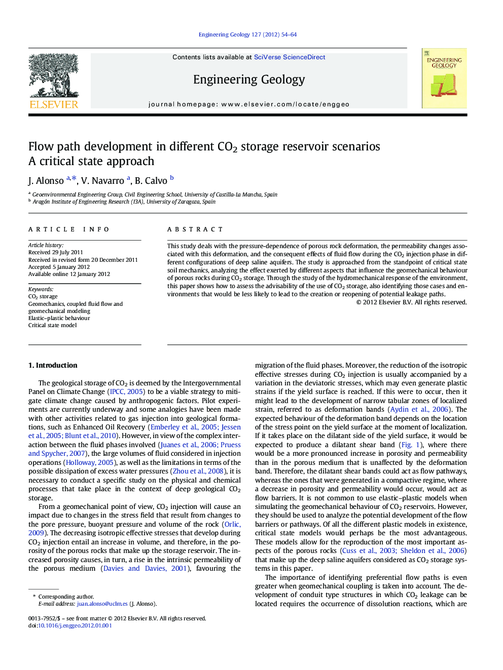 Flow path development in different CO2 storage reservoir scenarios: A critical state approach